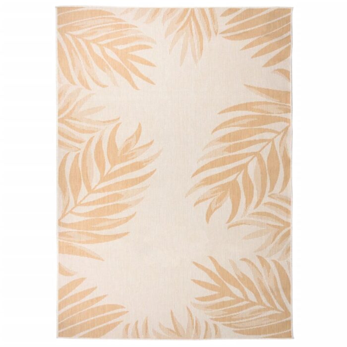 Tapis à tissage plat d'extérieur 140x200 cm Motif de feuille – Image 1