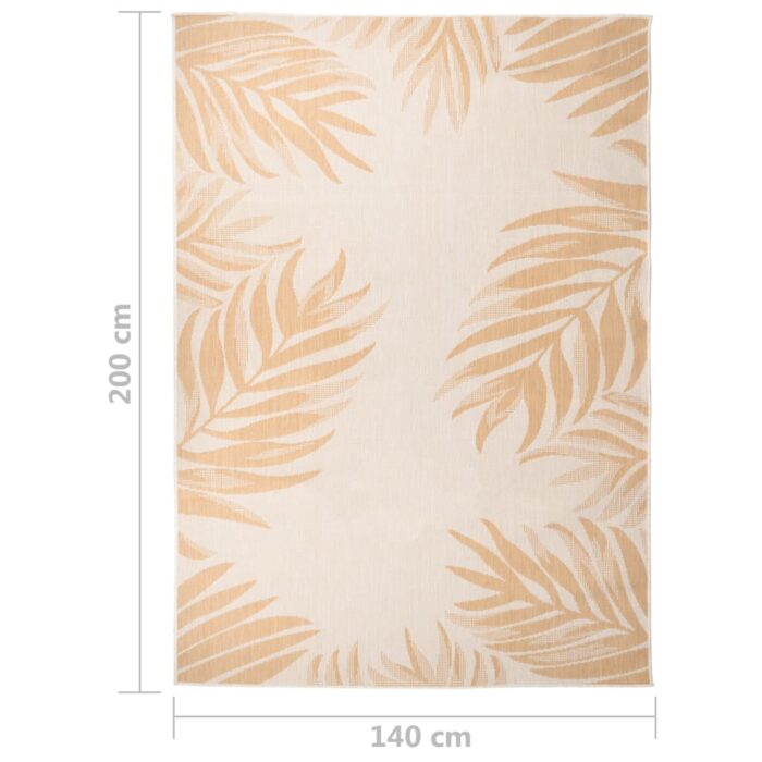 Tapis à tissage plat d'extérieur 140x200 cm Motif de feuille – Image 5