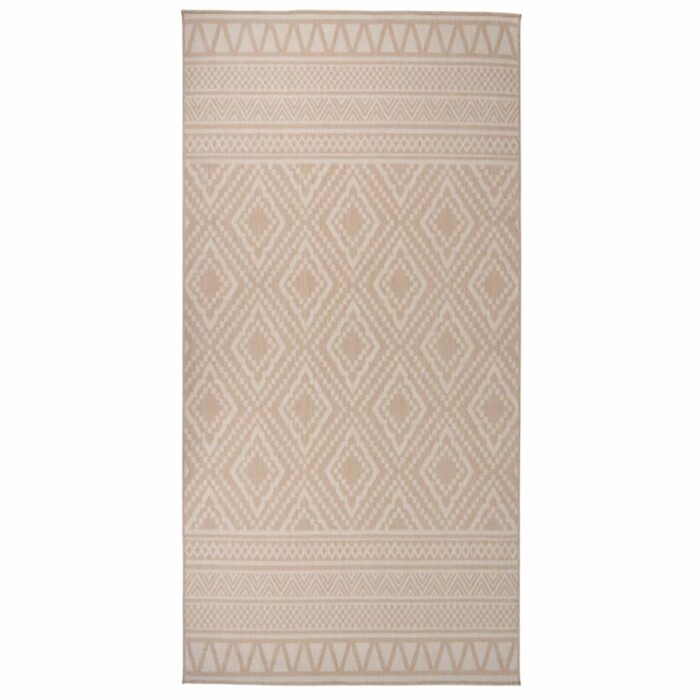 Tapis à tissage plat d'extérieur 100x200 cm Rayures brunes – Image 1