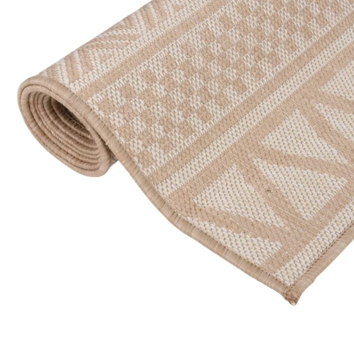 Tapis à tissage plat d'extérieur 100x200 cm Rayures brunes – Image 2
