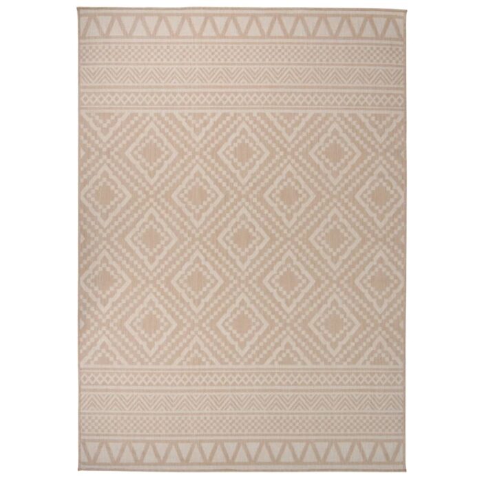 Tapis à tissage plat d'extérieur 120x170 cm Rayures brunes – Image 1