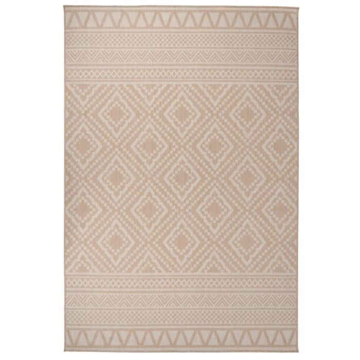 Tapis à tissage plat d'extérieur 160x230 cm Rayures brunes – Image 1