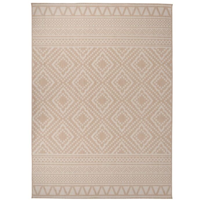 Tapis à tissage plat d'extérieur 200x280 cm Rayures brunes – Image 1