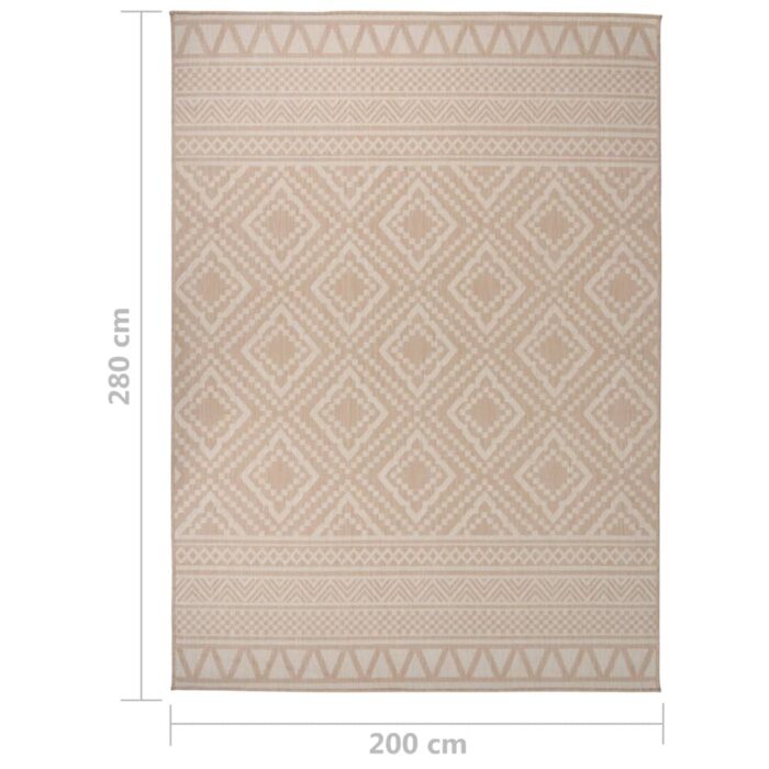 Tapis à tissage plat d'extérieur 200x280 cm Rayures brunes – Image 5