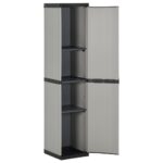 Armoire de rangement de jardin 3 étagères Gris/noir 34x40x168cm – Image 2