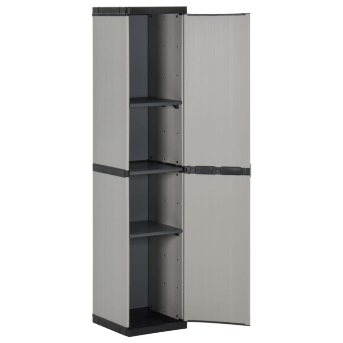 Armoire de rangement de jardin 3 étagères Gris/noir 34x40x168cm – Image 2