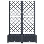 Jardinière avec treillis bleu gris 80x40x121,5 cm PP – Image 2