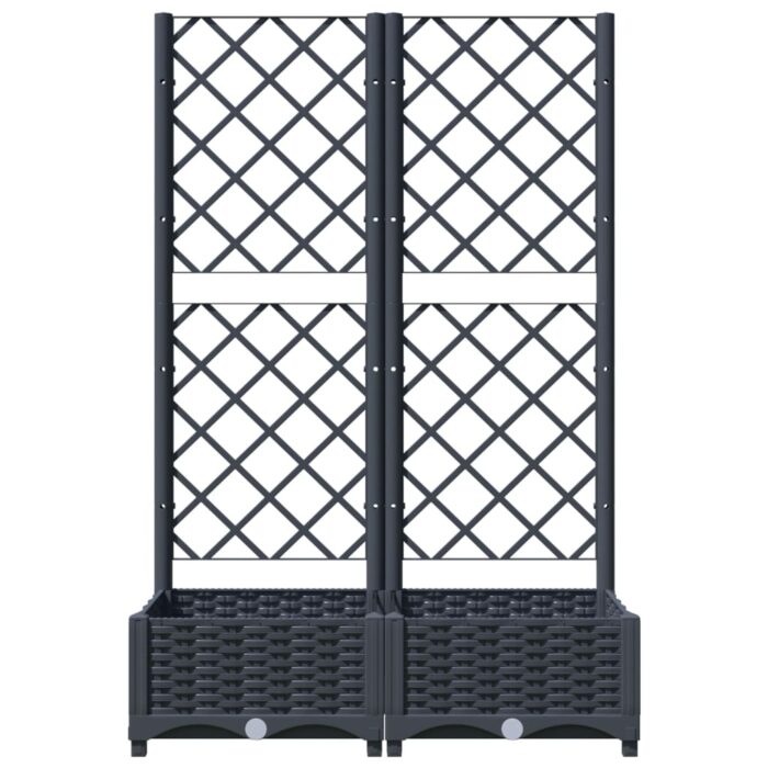 Jardinière avec treillis bleu gris 80x40x121,5 cm PP – Image 2