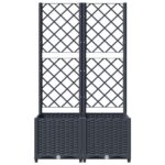 Jardinière avec treillis bleu gris 80x40x136 cm PP – Image 2