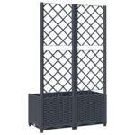 Jardinière avec treillis bleu gris 80x40x136 cm PP – Image 4