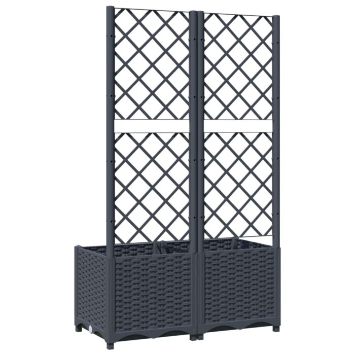 Jardinière avec treillis bleu gris 80x40x136 cm PP – Image 4