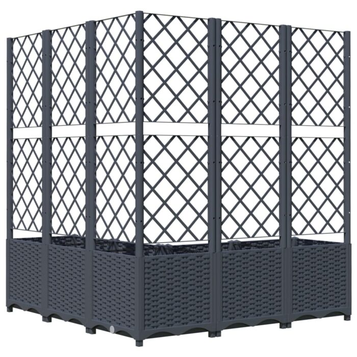 Jardinière avec treillis bleu gris 120x120x136 cm PP – Image 4