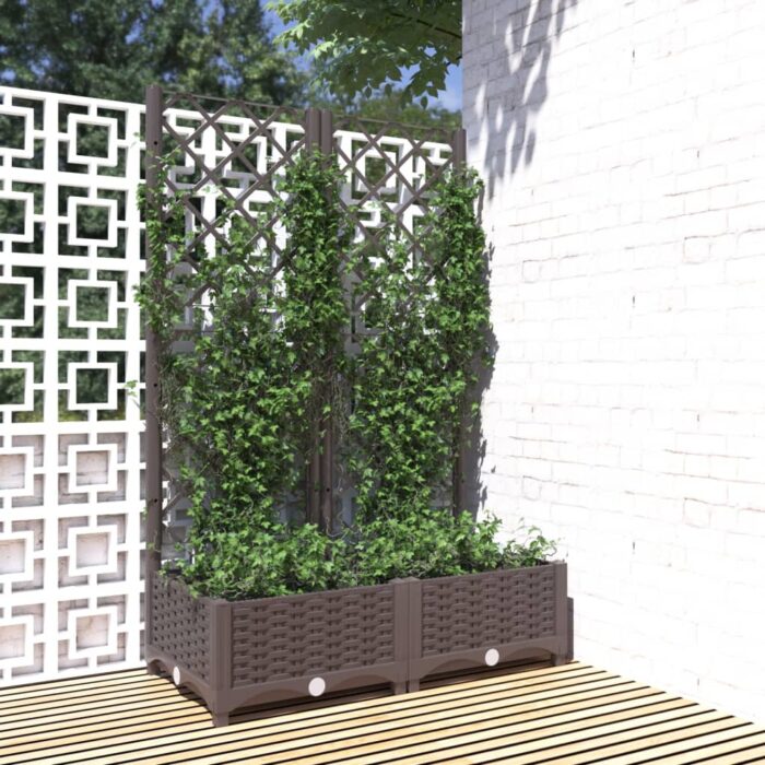 Jardinière avec treillis Marron 80x40x121,5 cm PP – Image 1