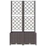 Jardinière avec treillis Marron 80x40x136 cm PP – Image 2