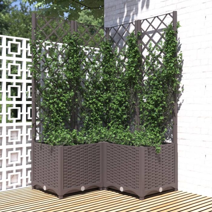 Jardinière avec treillis Marron 80x80x136 cm PP – Image 1