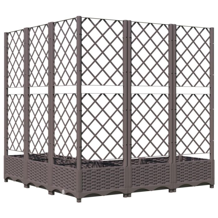 Jardinière avec treillis Marron 120x120x121,5 cm PP – Image 4