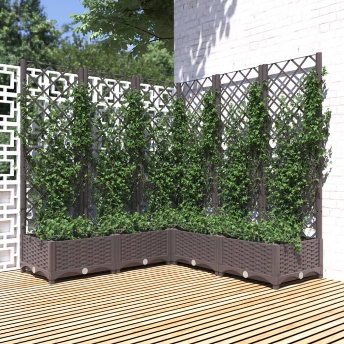 VXL8720286876145_m_en_hd_1.jpg Jardinière avec treillis Marron 120x120x121,5 cm PP – Image 1