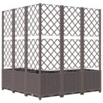 Jardinière avec treillis Marron 120x120x136 cm PP – Image 4