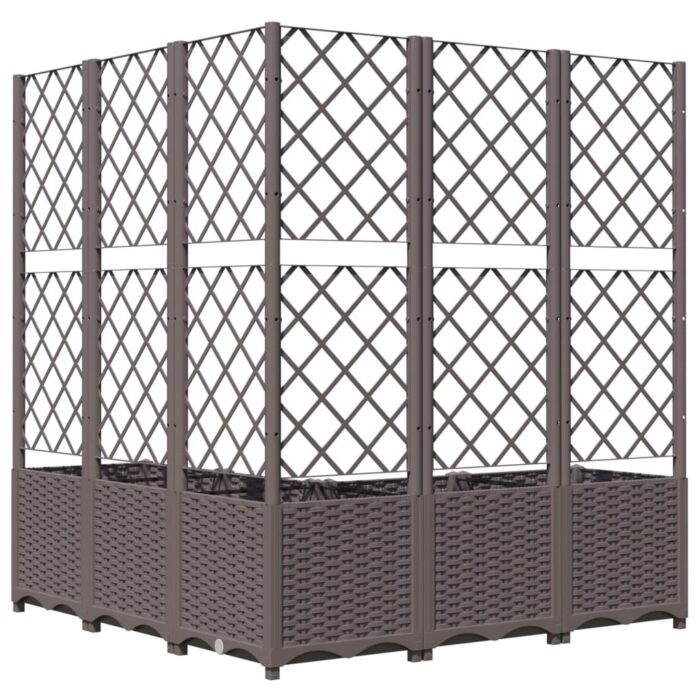 Jardinière avec treillis Marron 120x120x136 cm PP – Image 4