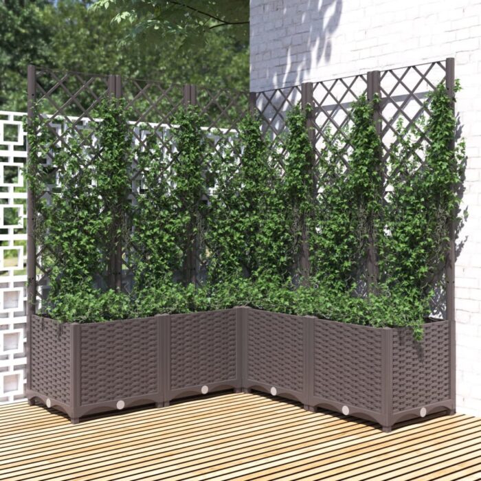 Jardinière avec treillis Marron 120x120x136 cm PP – Image 1