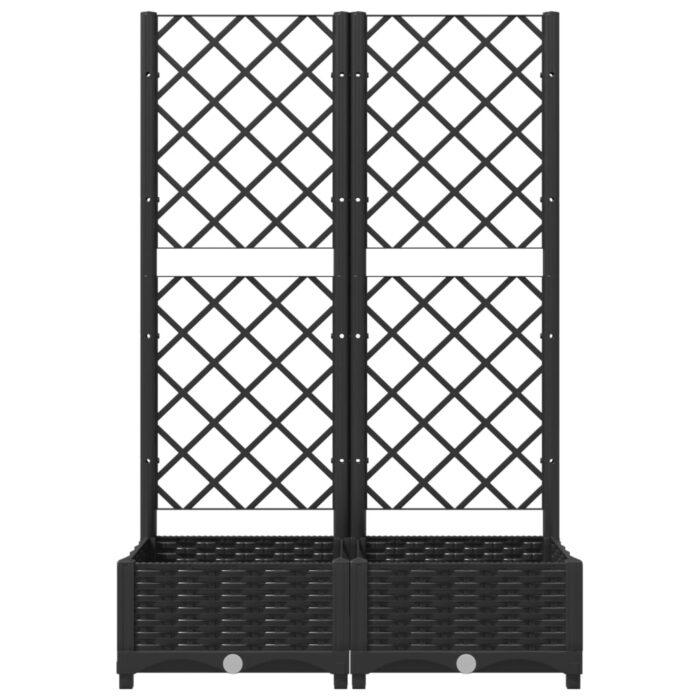 Jardinière avec treillis Noir 80x40x121,5 cm PP – Image 2