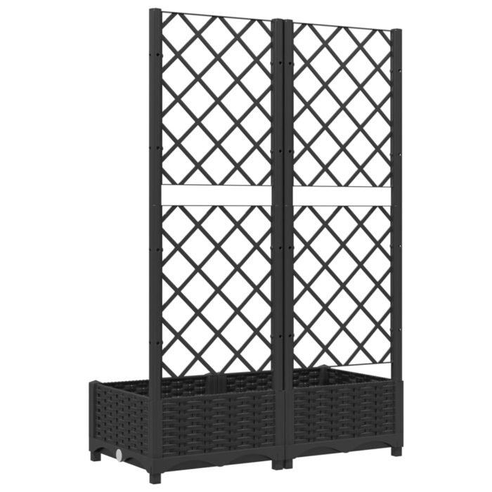 Jardinière avec treillis Noir 80x40x121,5 cm PP – Image 4