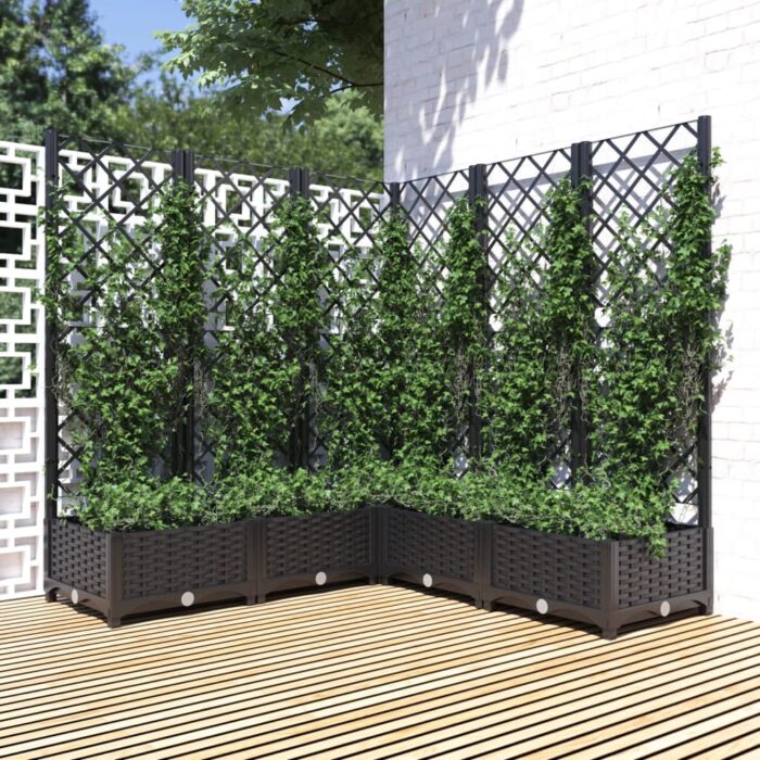Jardinière avec treillis noir 120x120x121,5 cm PP – Image 1