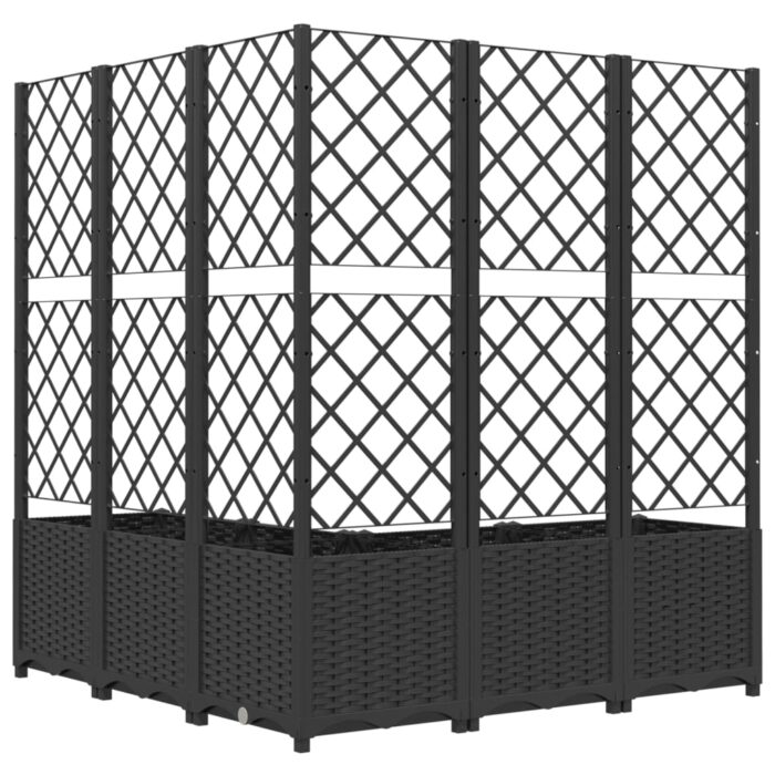 Jardinière avec treillis Noir 120x120x136 cm PP – Image 4