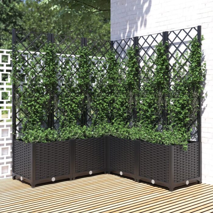 VXL8720286876251_m_en_hd_1.jpg Jardinière avec treillis Noir 120x120x136 cm PP – Image 1