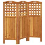 Cloison de séparation 3 panneaux 121,5x2x115 cm Bois d'acacia – Image 2