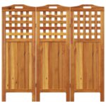 Cloison de séparation 3 panneaux 121,5x2x115 cm Bois d'acacia – Image 3