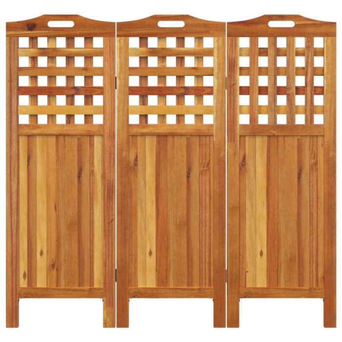 Cloison de séparation 3 panneaux 121,5x2x115 cm Bois d'acacia – Image 3