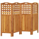 Cloison de séparation 4 panneaux 162x2x115 cm Bois d'acacia – Image 2