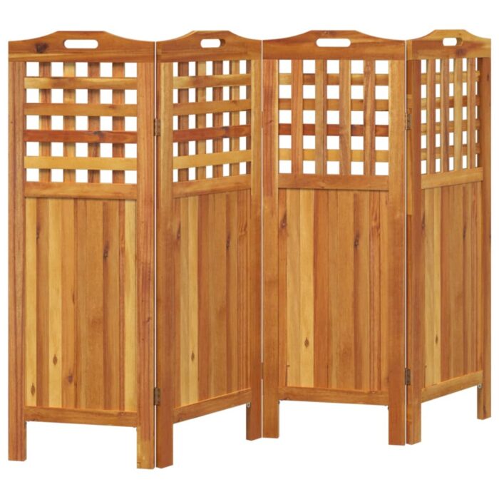 Cloison de séparation 4 panneaux 162x2x115 cm Bois d'acacia – Image 2