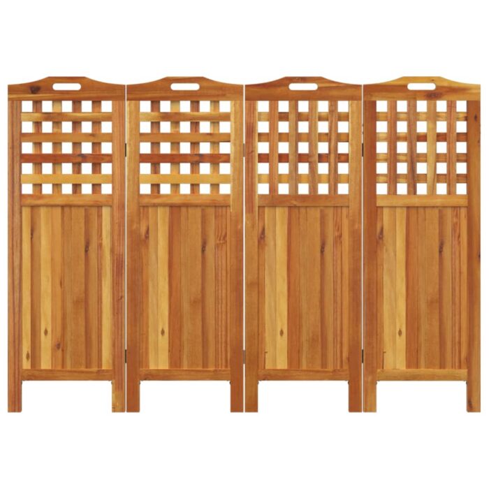 Cloison de séparation 4 panneaux 162x2x115 cm Bois d'acacia – Image 3