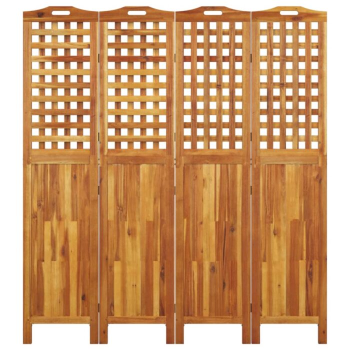 Cloison de séparation 4 panneaux 162x2x180 cm Bois d'acacia – Image 3