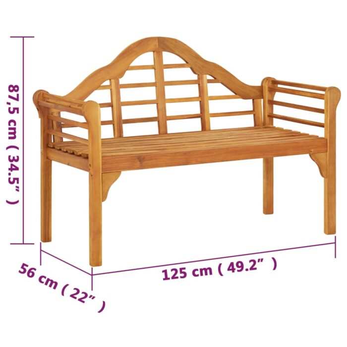 Banc de jardin 125 cm Bois d'acacia solide – Image 6