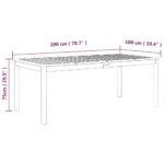 Table de jardin Gris 200x100x75 cm Bois d'acacia solide – Image 5