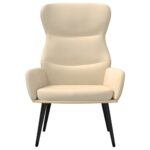 Chaise de relaxation avec tabouret Crème Tissu – Image 2