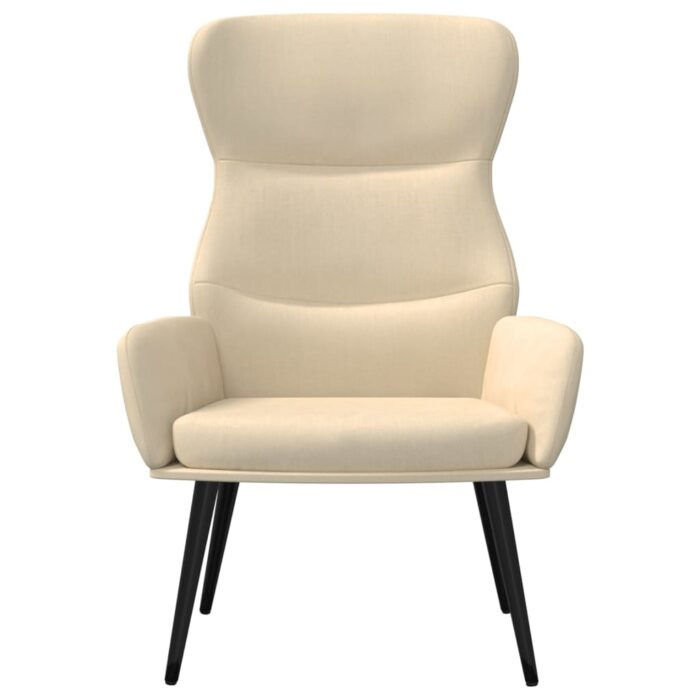 Chaise de relaxation avec tabouret Crème Tissu – Image 2