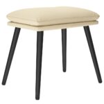 Chaise de relaxation avec tabouret Crème Tissu – Image 6