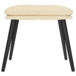 Chaise de relaxation avec tabouret Crème Tissu – Image 7