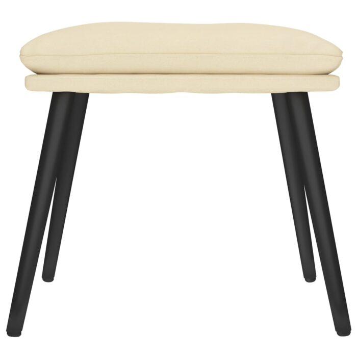 Chaise de relaxation avec tabouret Crème Tissu – Image 7