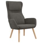 Chaise de relaxation avec tabouret Gris foncé Velours – Image 2