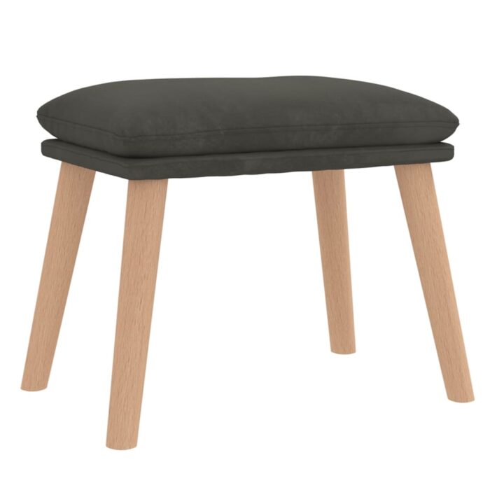 Chaise de relaxation avec tabouret Gris foncé Velours – Image 3