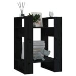 Bibliothèque/Séparateur de pièce Noir 41x35x57 cm Pin massif – Image 2