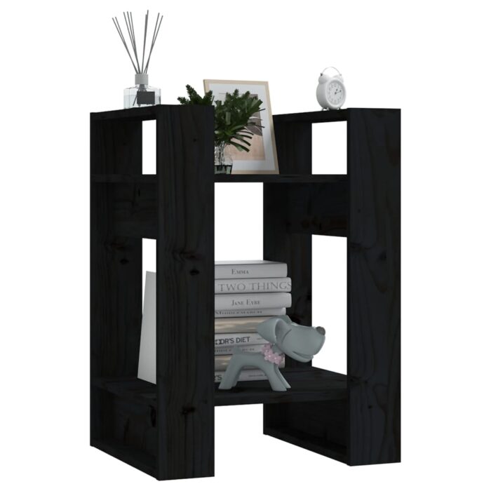 Bibliothèque/Séparateur de pièce Noir 41x35x57 cm Pin massif – Image 2