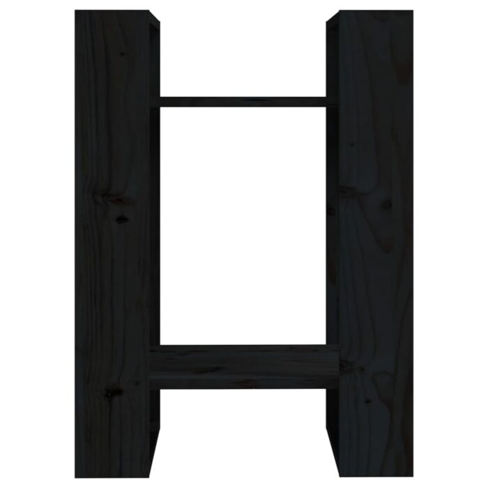 Bibliothèque/Séparateur de pièce Noir 41x35x57 cm Pin massif – Image 3