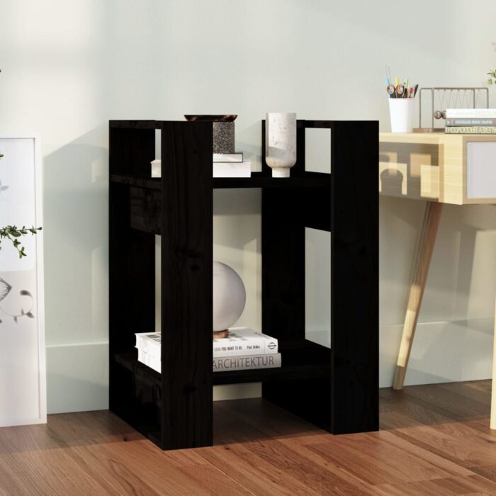 Bibliothèque/Séparateur de pièce Noir 41x35x57 cm Pin massif – Image 1