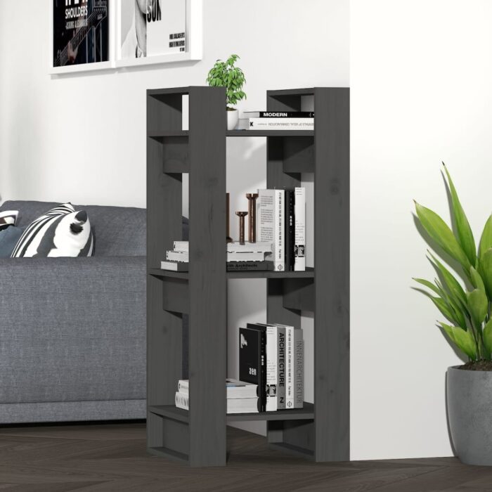 Bibliothèque/Séparateur de pièce Gris 41x35x91 cm Pin solide – Image 1
